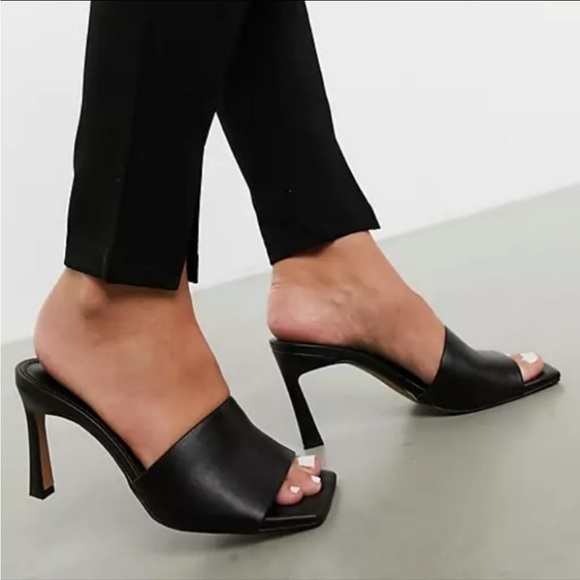 SOLD//ASOS Women’s black square toe black mules; size 5 - Picture 4 of 4